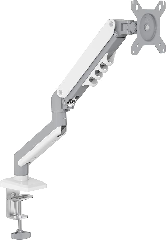 Uplite single monitor gas spring arm in silver finish